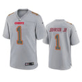 Mens Kansas City Chiefs #1 Lonnie Johnson Jr. Gray Atmosphere Fashion Game Jersey