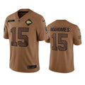 Men’s Kansas City Chiefs #15 Patrick Mahomes Brown 2023 Salute To Service Limited Jersey