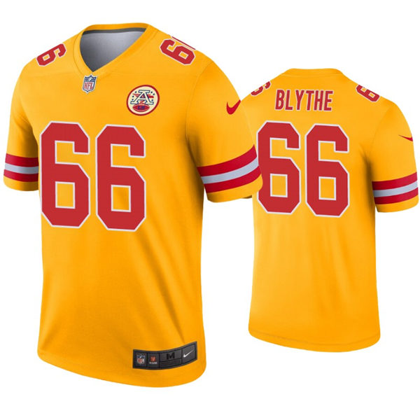Men’s Kansas City Chiefs #66 Austin Blythe Nike Gold Inverted Legend Jersey