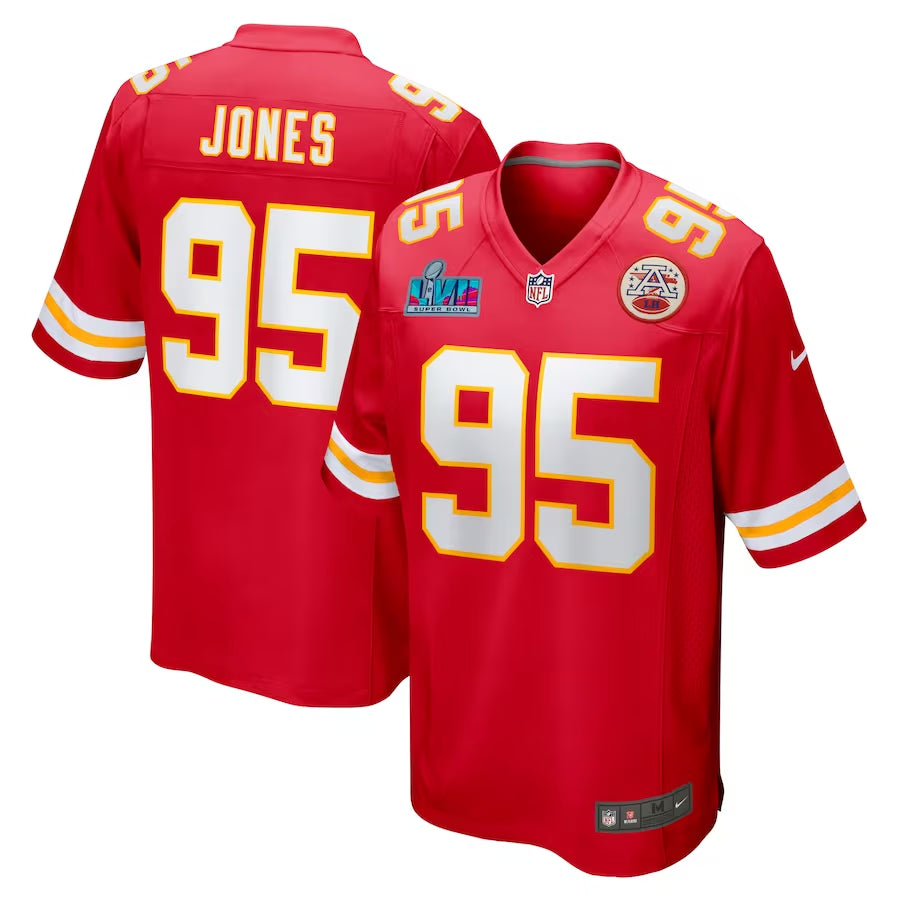 Men’s Kansas City Chiefs Chris Jones #95 Red Super Bowl LVII Patch Jersey