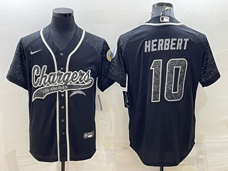 Men’s Los Angeles Chargers Justin Herbert #10 Black RFLCTV Limited Jersey Joint Edition