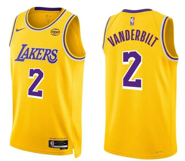 Mens Los Angeles Lakers #2 Jarred Vanderbilt Gold Icon Edition Jersey