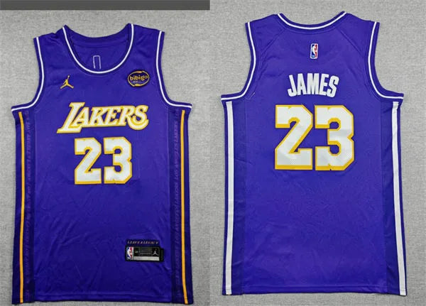 Mens Los Angeles Lakers #23 LeBron James 2025-26 Purple Statement Edition Jersey