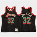 Mens Los Angeles Lakers #32 Magic Johnson Black Mitchell & Ness Black Neapolitan Hardwood Classics Jersey