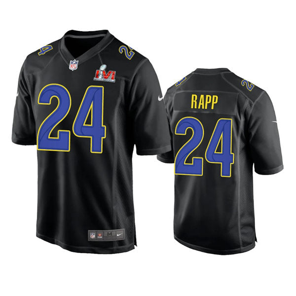 Mens Los Angeles Rams #24 Taylor Rapp Nike Black Super Bowl LVI Bound Game Fashion Jersey