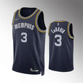 Mens Memphis Grizzlies #3 Jake LaRavia 2021-22 Navy Diamond Badge NBA75TH City Edition Jersey