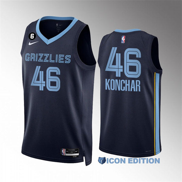 Mens Memphis Grizzlies #46 John Konchar Navy 2022-23 Icon Edition Jersey
