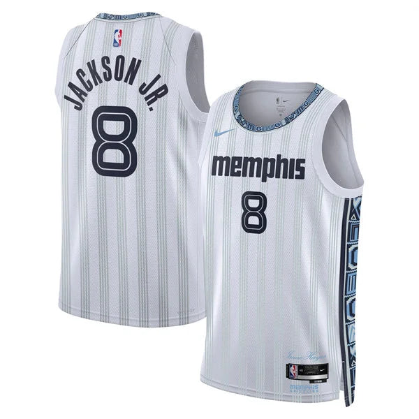 Mens Memphis Grizzlies #8 Jaren Jackson Jr. White 2025-26 City Edition Swingman Jersey