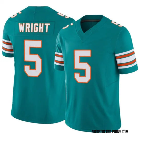 Mens Miami Dolphins #5 Jaylen Wright Nike Aqua Alternate F.U.S.E. Vapor Limited Jersey