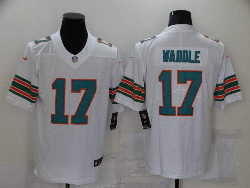 Men’s Miami Dolphins Jaylen Waddle #17 White Jersey