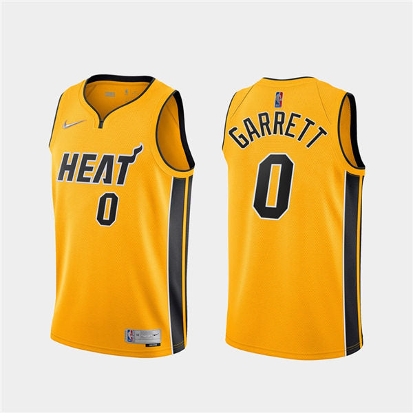 Mens Miami Heat #0 Marcus Garrett Nike Gold Earned Edition Swingman Jersey