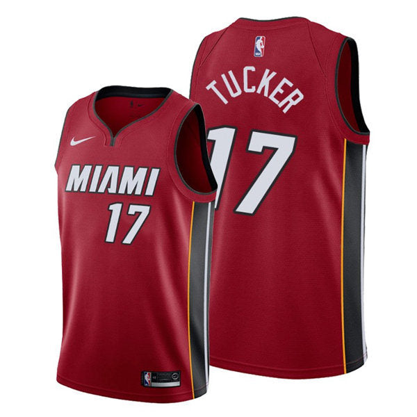 Mens Miami Heat #17 P.J. Tucker Jordan Red Statement Edition Swingman Jersey
