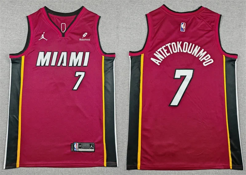 Mens Miami Heat #7 Giannis Antetokounmpo Red Statement Edition Swingman Jersey