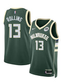 Mens Milwaukee Bucks #13 Ryan Rollins Green Icon Edition Swingman Jersey