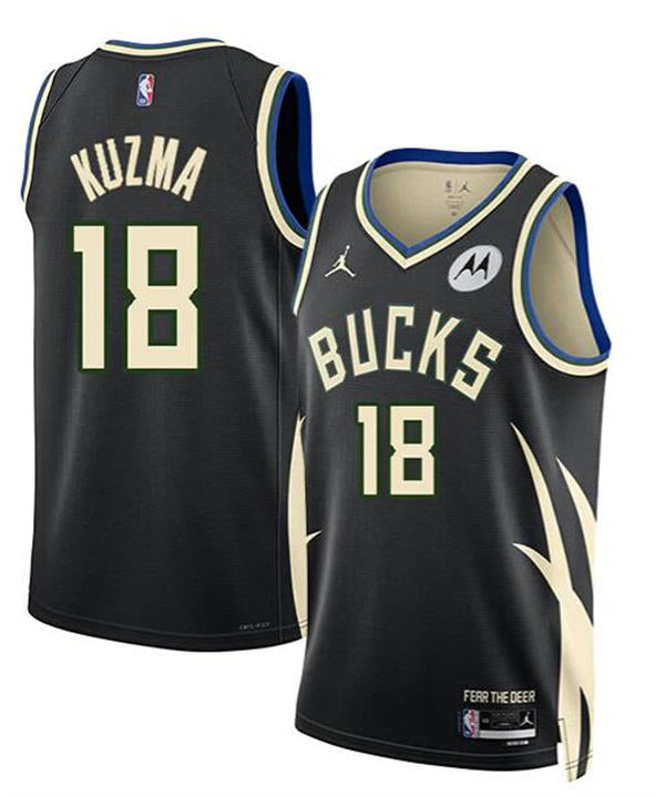 Mens Milwaukee Bucks #18 Kyle Kuzma Black Statement Edition Swingman Jersey