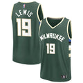Mens Milwaukee Bucks #19 Malique Lewis Green Icon Edition Swingman Jersey