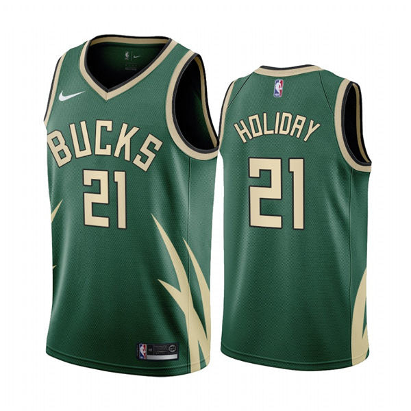 Mens Milwaukee Bucks #21 Jrue Holiday Green Nike 2021 Earned Edition Swingman Jersey