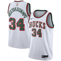 Mens Milwaukee Bucks #34 Giannis Antetokounmpo White Nike 2021 Classic Edition Jersey