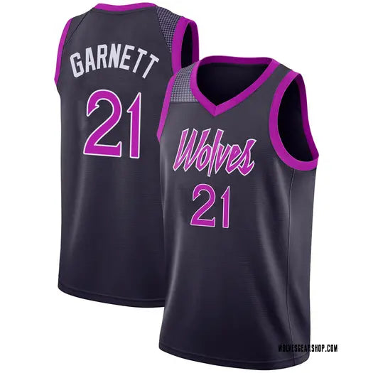 Mens Minnesota Timberwolves #21 Kevin Garnett 2025-26 Navy Purple City Edition Swingman Jersey