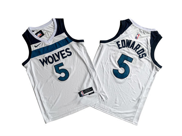 Mens Minnesota Timberwolves #5 Anthony Edwards White 2023-24 Association Edition Jersey