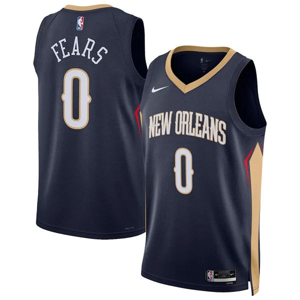 Mens New Orleans Pelicans #0 Jeremiah Fears Nike Navy Icon Edition Swingman Jersey