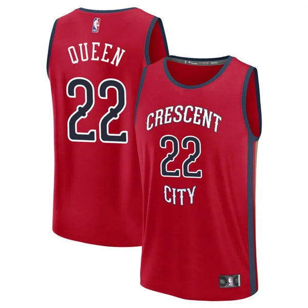 Mens New Orleans Pelicans #22 Derik Queen Red 2025-26 Statement Edition Swingman Jersey