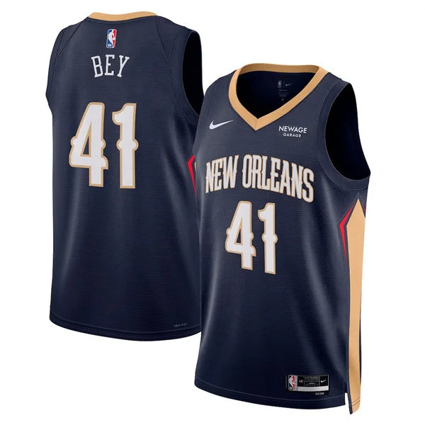 Mens New Orleans Pelicans #41 Saddiq Bey Nike Navy Icon Edition Swingman Jersey