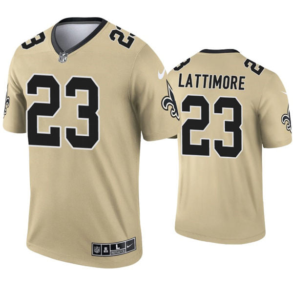 Mens New Orleans Saints #23 Marshon Lattimore Nike Gold Inverted Legend Jersey