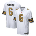 Mens New Orleans Saints #6 Tyler Shough Nike White Gold Alternate F.U.S.E Limited Jersey