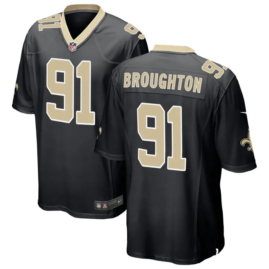 Mens New Orleans Saints #91 Vernon Broughton Nike Black Vapor F.U.S.E Limited Jersey