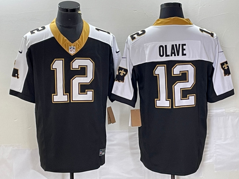 Men’s New Orleans Saints Chris Olave #12 Black Vapor F.U.S.E. Limited Jersey