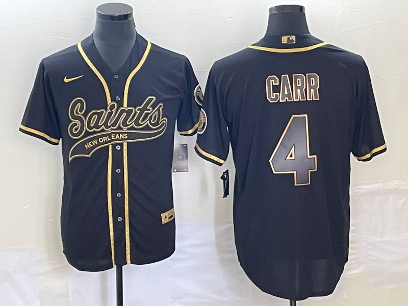 Men’s New Orleans Saints Derek Carr #4 Black Jersey Joint Edition
