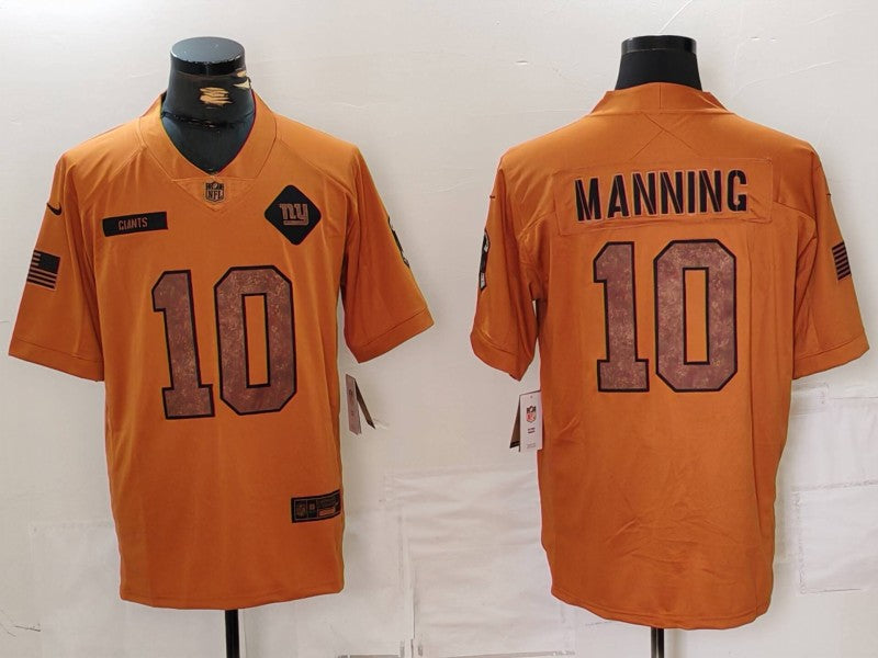 Men’s New York Giants Eli Manning #10 Brown 2023 Salute To Service Limited Jersey