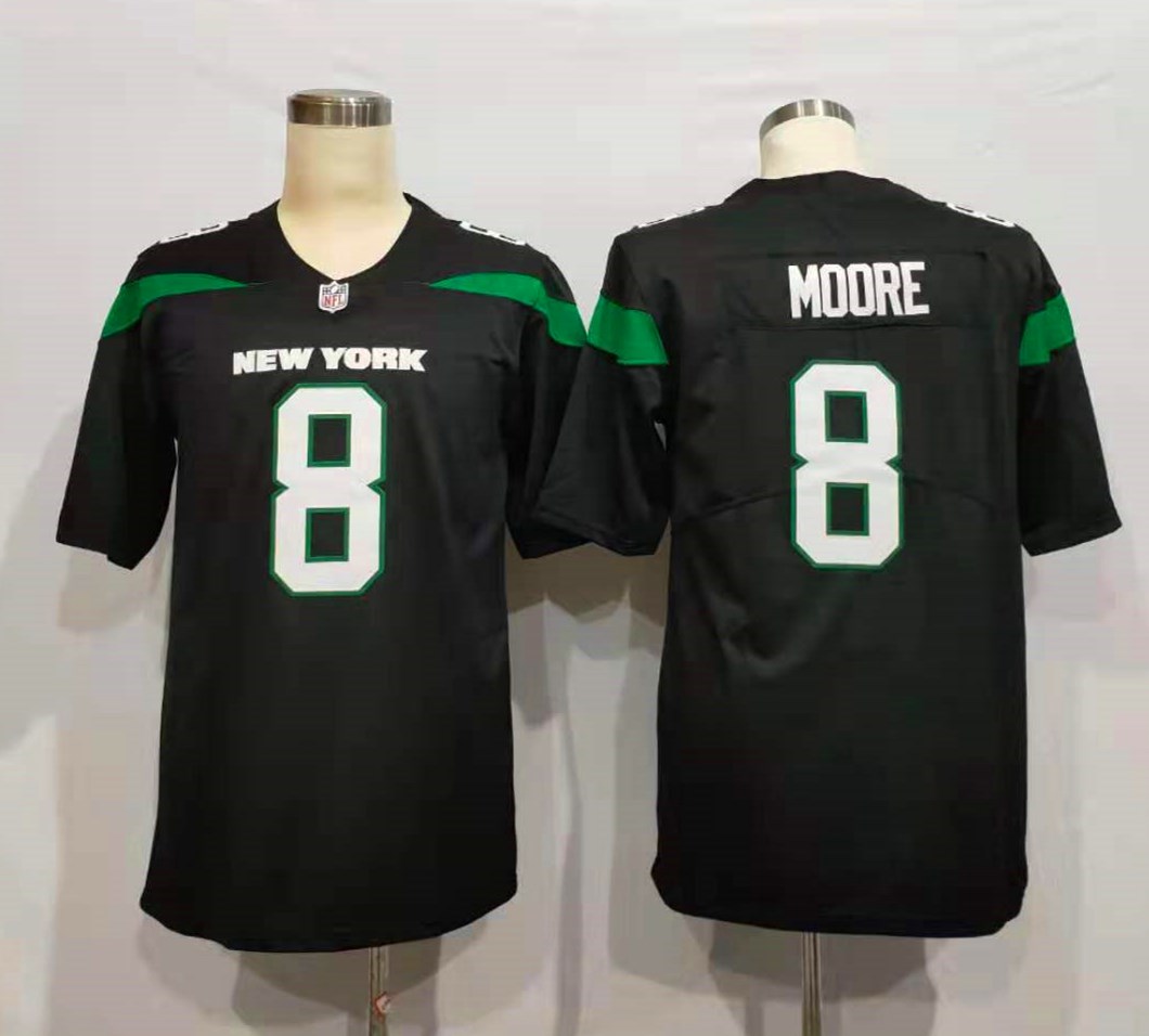 Men’s New York Jets Elijah Moore #8 Stealth Black Jersey