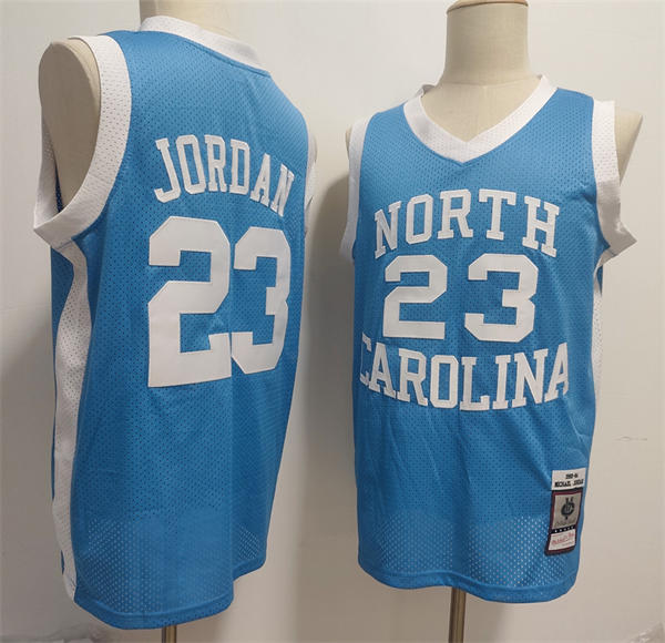 Men’s North Carolina Tar Heels #23 Michael Jordan  Carolina Blue Mesh 1983-84 Mitchell & Ness Throwback College Jersey