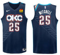Mens Oklahoma City Thunder #25 Ajay Mitchell Navy 2025-26 City Edition Swingman Jersey