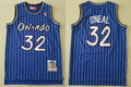 Mens Orlando Magic #32 Shaquille O’neal Blue Pinstripe 1994-95 Throwback Jersey