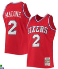 Men’s Philadelphia 76ers #2 Moses Malone Red Hardwood Classics Soul Swingman Throwback Jersey