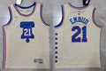 Men’s Philadelphia 76ers #21 Joel Embiid Nike Cream 2021 Earned Edition Swingman Jersey