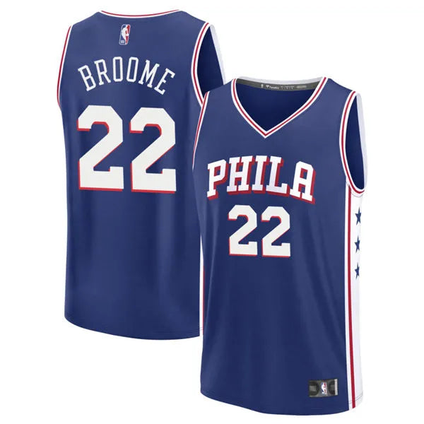Mens Philadelphia 76ers #22 Johni Broome Nike Blue Icon Edition Swingman Jersey