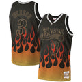 Men’s Philadelphia 76ers #3 Allen Iverson  Mitchell & Ness 1998-99 NBA Hardwood Classics Black Flames Jersey