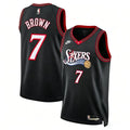 Mens Philadelphia 76ers #7 Jaylen Brown Nike Black Hardwood Classics Jersey