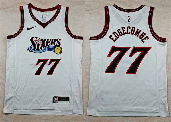 Mens Philadelphia 76ers #77 V. J. Edgecombe Nike White Hardwood Classics Swingman Jersey