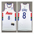 Mens Philadelphia 76ers #8 Paul George 2024-25 White City Edition Jersey