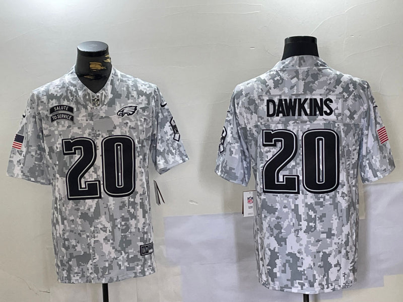 Men’s Philadelphia Eagles Brian Dawkins #20 Arctic Camo 2024 Salute to Service Retired Limited Jersey