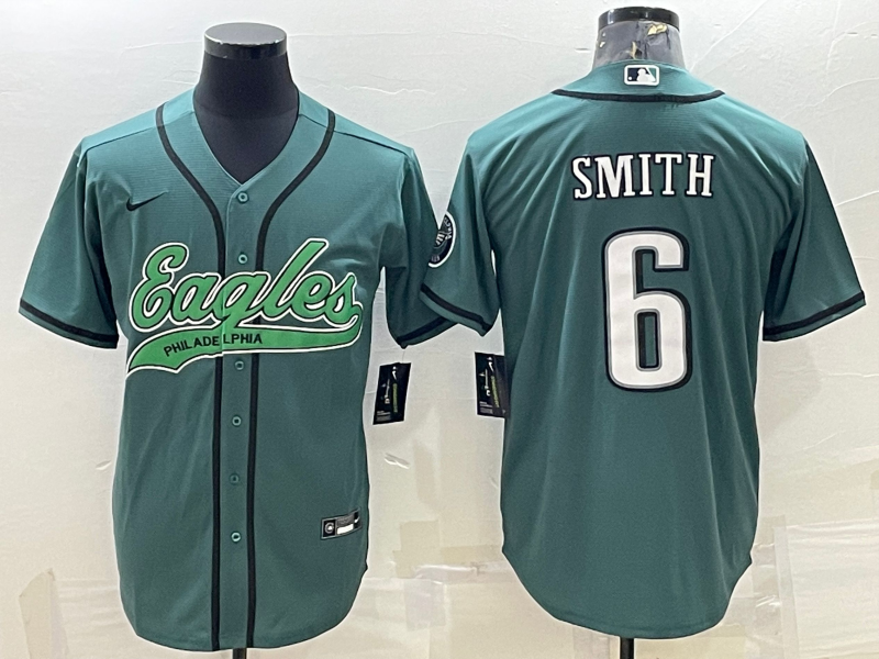 Men’s Philadelphia Eagles DeVonta Smith #6 Midnight Green Jersey Joint Edition