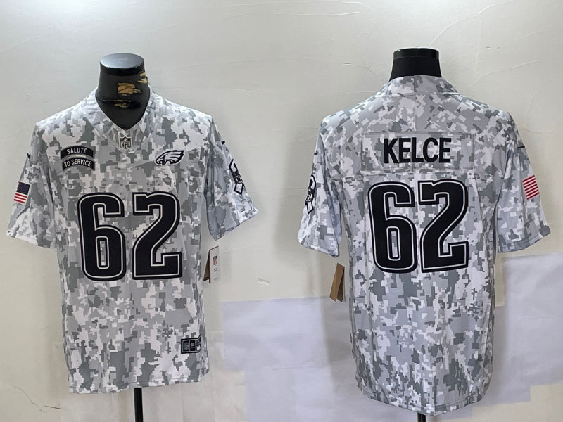 Men’s Philadelphia Eagles Jason Kelce #62 Arctic Camo 2024 Salute to Service Limited Jersey
