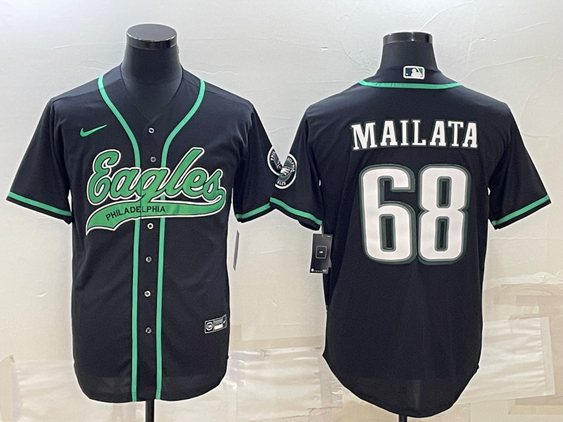 Men’s Philadelphia Eagles Jordan Mailata #68 Black Jersey Joint Edition