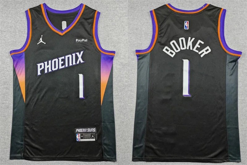 Mens Phoenix Suns #1 Devin Booker 2025-26 Black Statement Edition Swingman Jersey