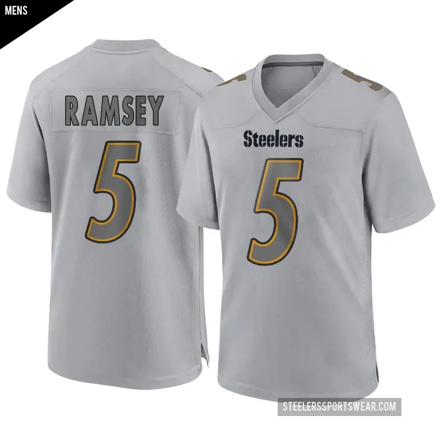 Mens Pittsburgh Steelers #5 Jalen Ramsey Gray Atmosphere Fashion Game Jersey